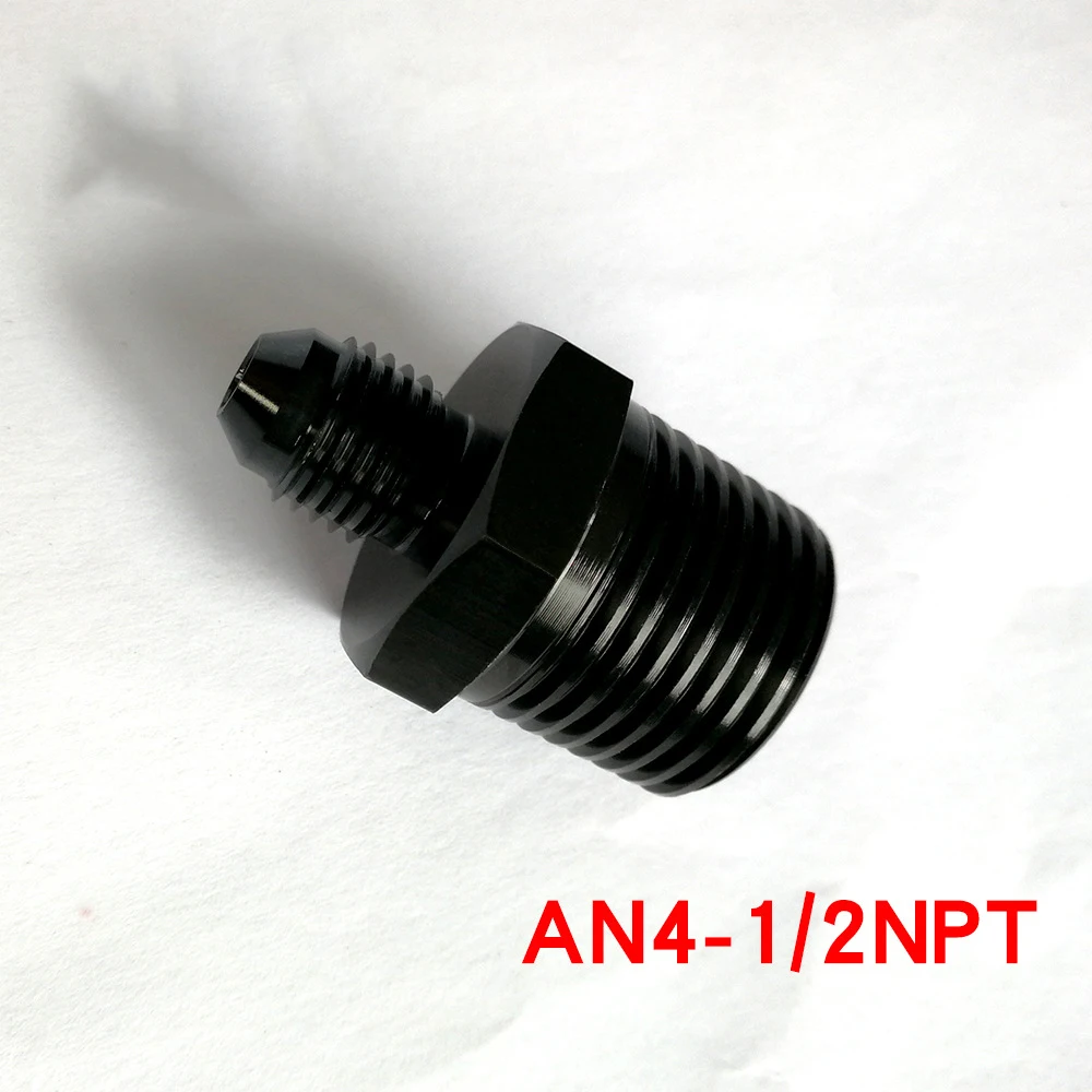 Black Male Straight Fuel Hose Adapter Pipe Fitting AN3 AN4 AN6 AN8 AN10 AN12 To 1/8NPT 1/4NPT 3/8NPT 1/2NPT 3/4NPT