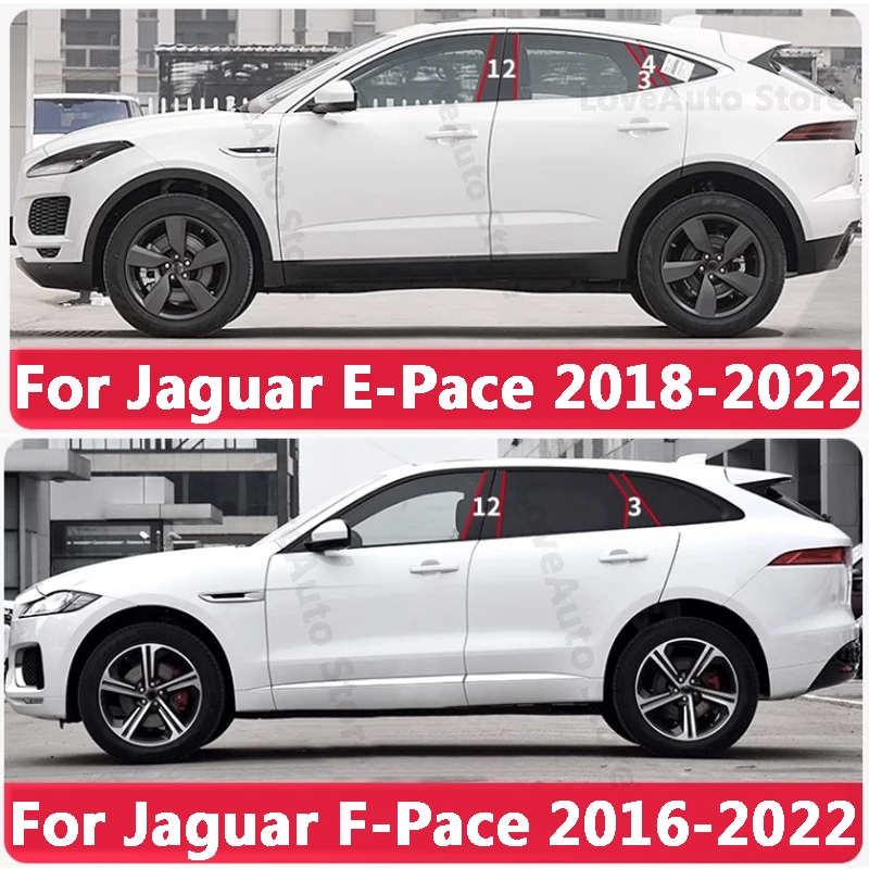 For Jaguar F-Pace E-PACE Car Window Central Column B C Pillar Cover Mouding Sticker Exterior Window Frame 2016-2022