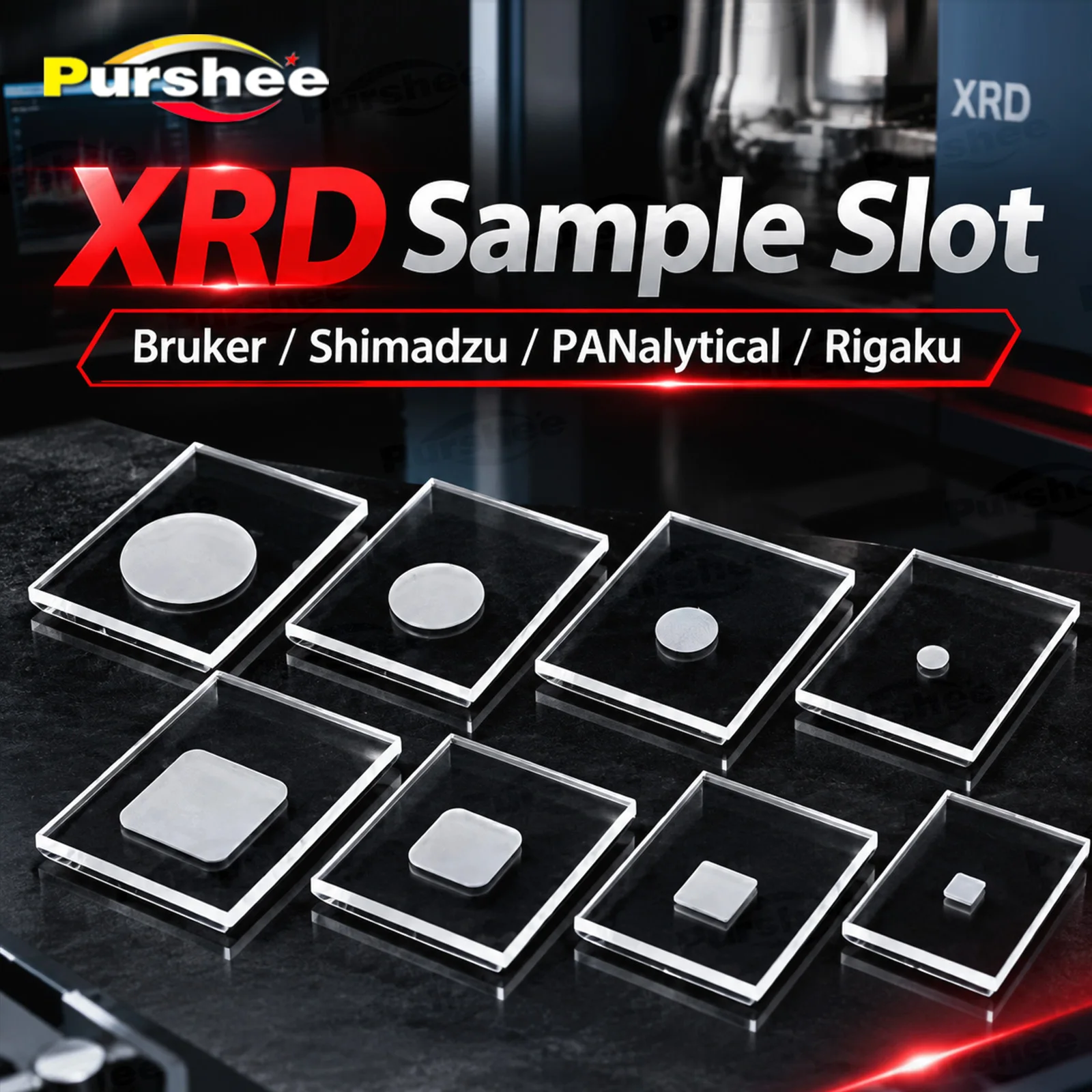 High Transmittance  Glass XRD Sample Slot Square Powder Sample Holder For X-ray Diffractometer Sample Cell Lab Test Consumables
