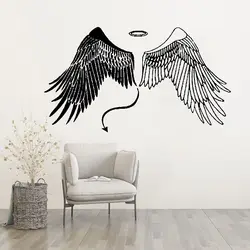 Fashion Angel Demon Evil Wings Wall Sticker Heaven Hell Paradise Home Room Decoration Self Adhesive Decal Vinyl Mural Ov571