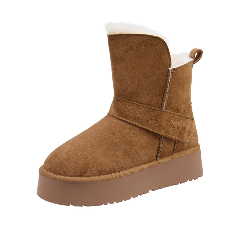 أحذية الثلوج النسائية الشقق منصة أحذية رياضية دافئة الفراء الجلد المدبوغ قصيرة أفخم أحذية الشتاء 2025 جديد غير رسمي جديد الكاحل بوتاس دي Mujer #6