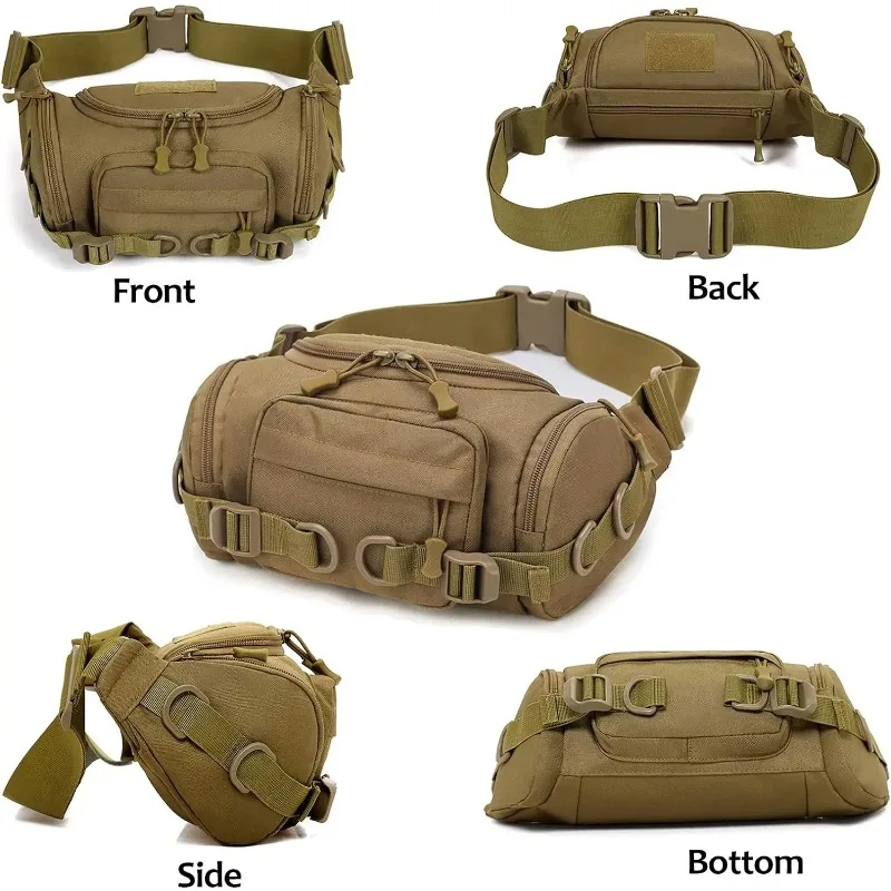 Tactical Fanny Pack Portable Waist Hip Bum Bag for Men Women Single shoulder crossbody bag Multi layered chest pouch