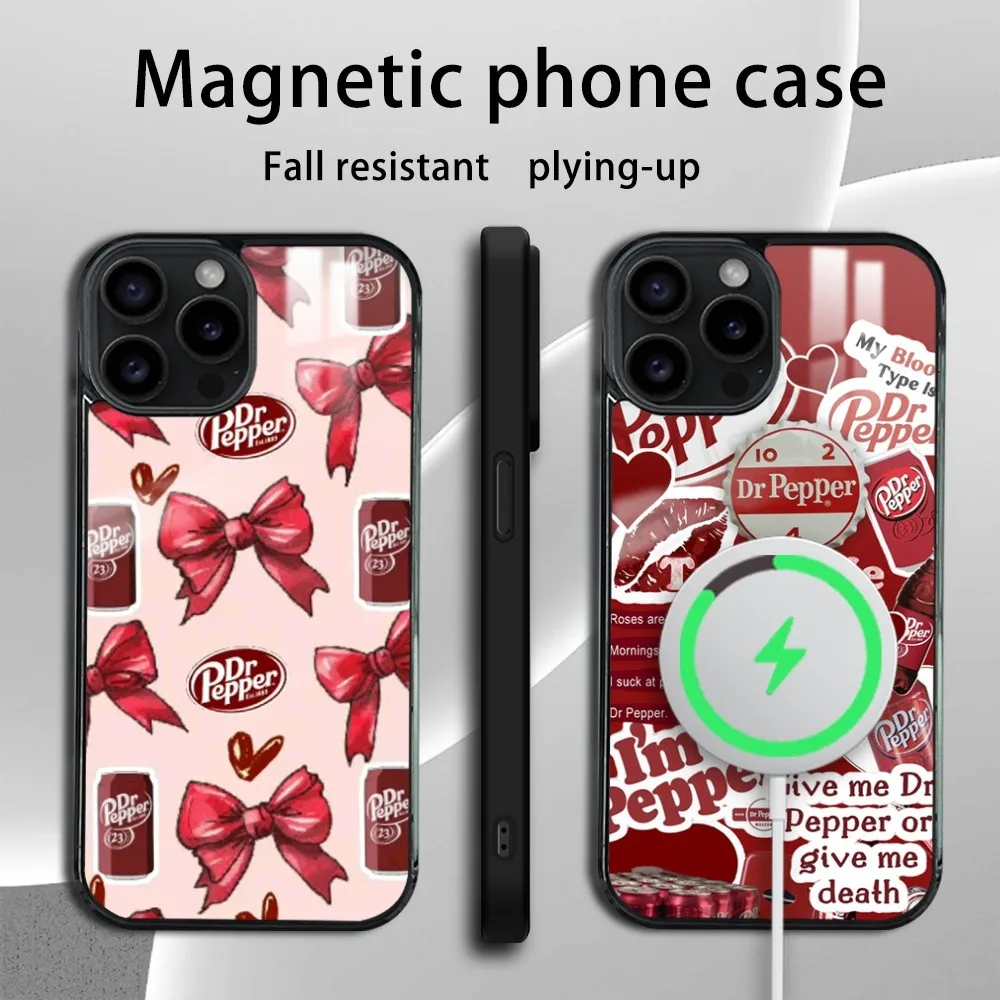 Cherry Drink D-Dr-P-Pepper Phone Case For iPhone 16 15 14 13 12 11 Pro Max Plus Mini Mirror Wireless magnetic case