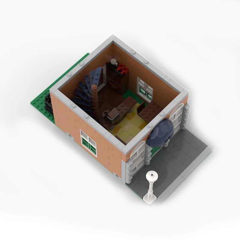 Toldo retráctil para cafetería MOC, modelo DIY, bloques de construcción, juguetes de cumpleaños, regalo para fanáticos de arquitectura, 826 Uds.