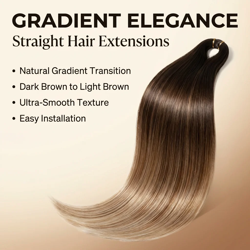 

Набор из 1 упаковки: 25-30-дюймовые прямые накладные волосы с коричневым градиентом — премиум-синтетика, гладкая текстура, легко укладываемые для плетения кос.