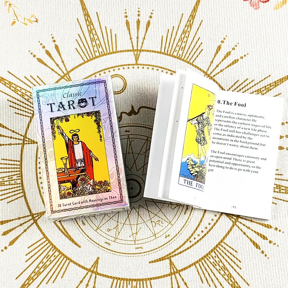 12*7CM Classic Tarot Deck 78 Cards Divination Fortune Telling Board Game with Guidebook for Tarot Beginners & Collectors