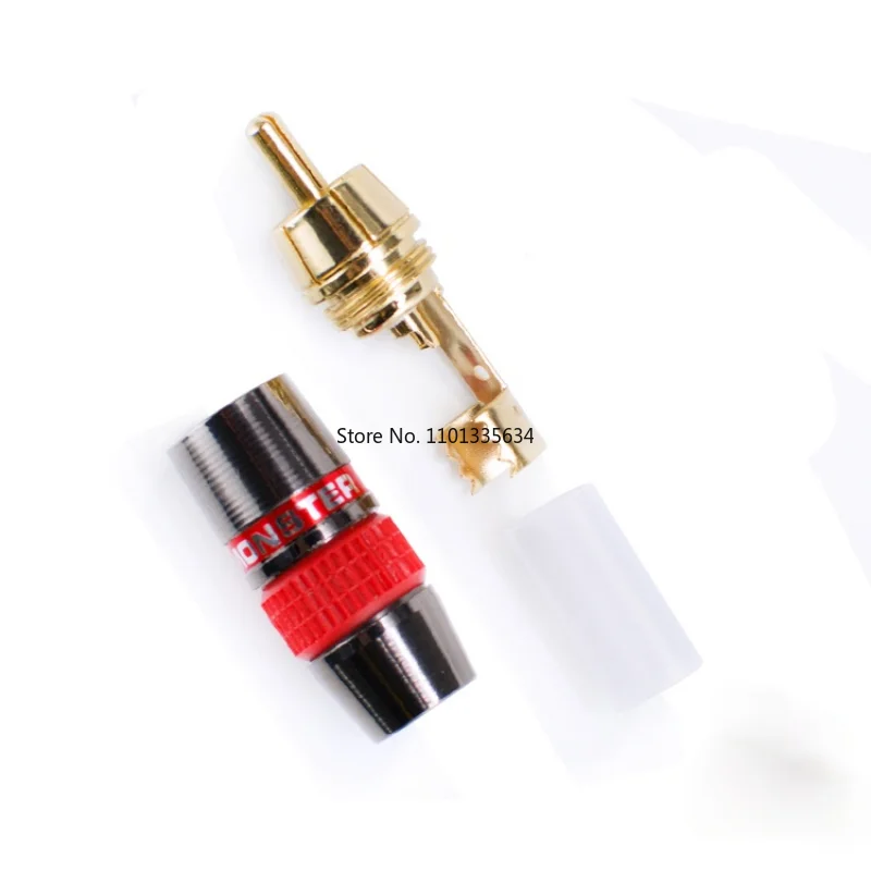 4PCS/LOT Monster Gold RCA Lotus Plug Audio Signal  Portable and Multi-functional Terminal Connector