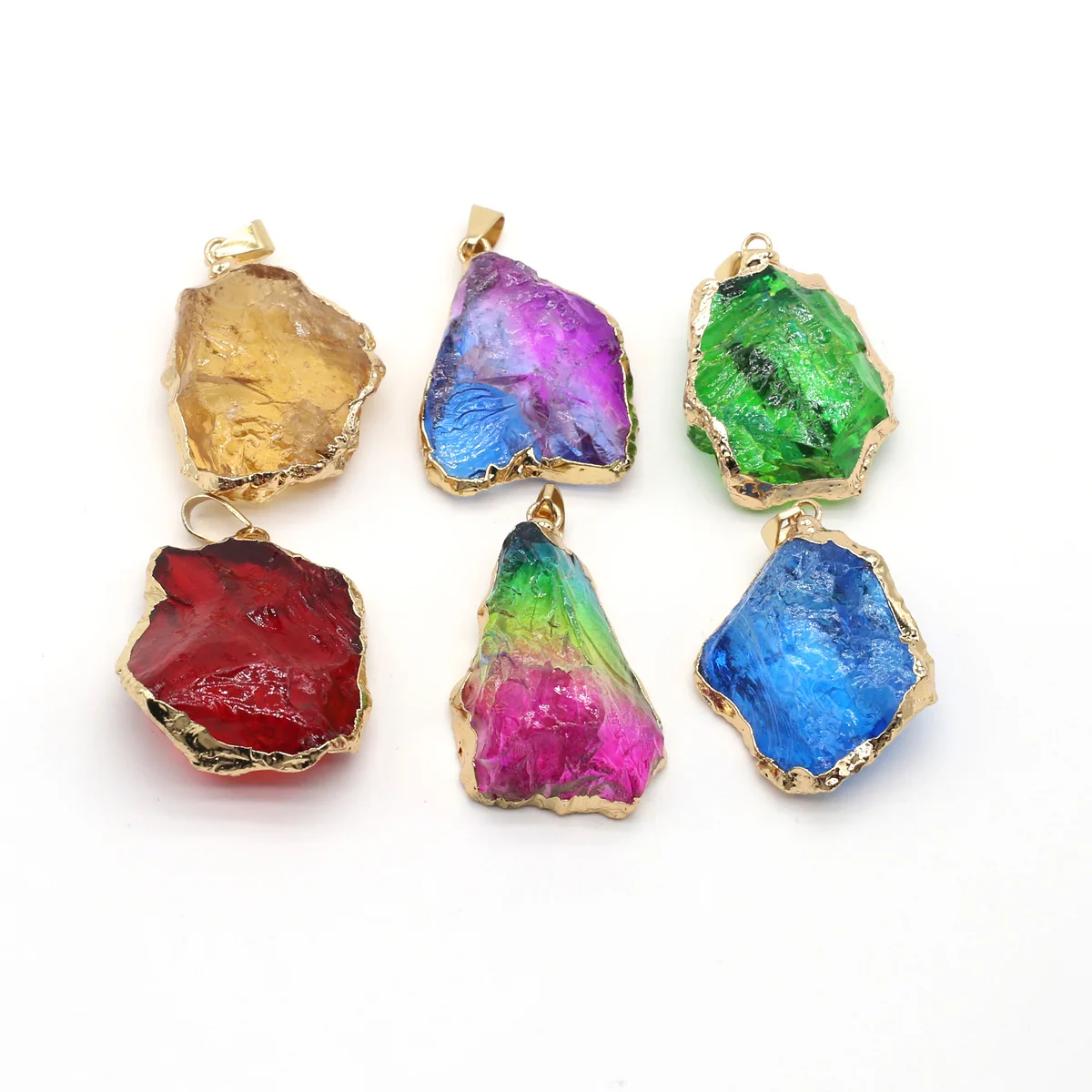 Natural Stone Colorful Crystal Irregular Shape Pendant 28x40mm Charms for Jewelry Making DIY Necklace Earrings Charm Accessories