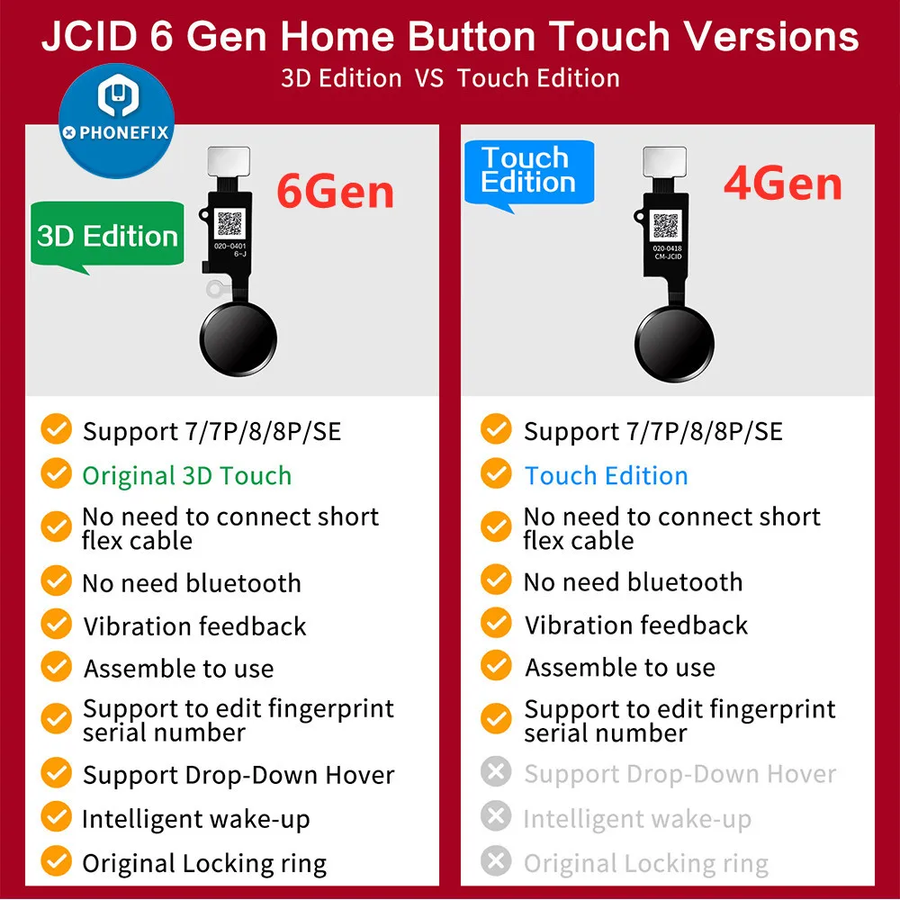 JC Przycisk Home JCID 4. 5. 6. generacji Uniwersalny dotykowy elastyczny kabel 3D do iPhone'a 7 7plus 8 8plus Przycisk powrotu — zdjęcie produktu 4