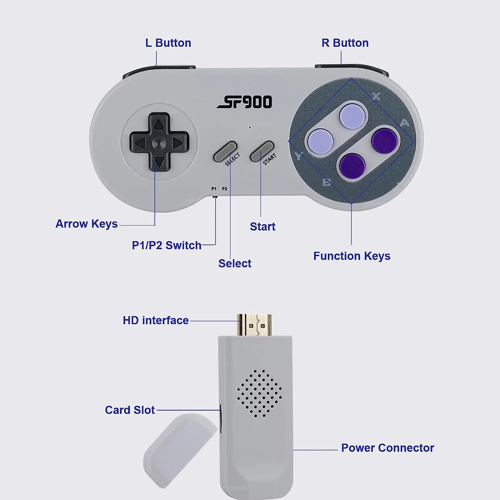 Konsole do gier wideo SF900 dżojstik do gier 4K HD Consolas De Vídeojuegos dla Super Nintendo SNES NES 4700 Games kontroler bezprzewodowy