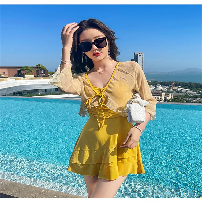 여성용 원피스 수영복 슬림 배 커버 따뜻한 봄 호텔 수영복 보수적이고 세련된 섹시한 디자인