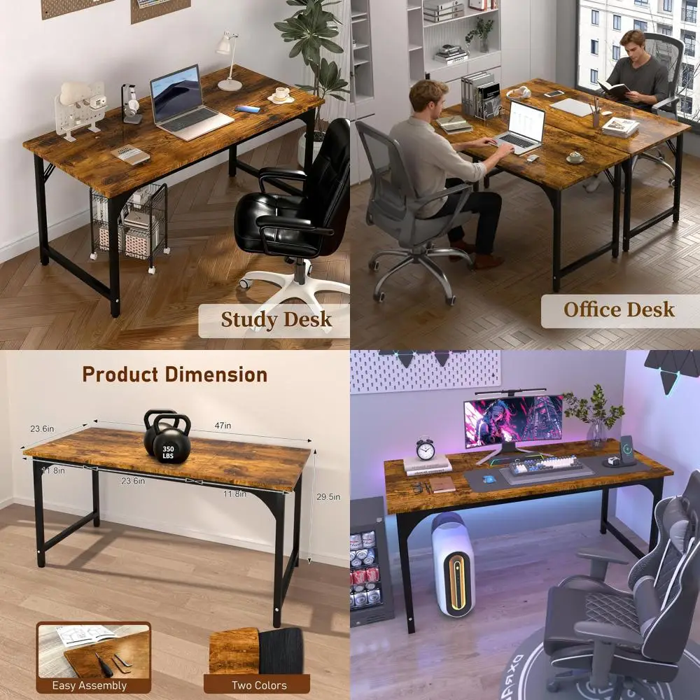 

Современный игровой и учебный стол 47 с металлическим каркасом и просторным пространством для ног для домашнего офиса