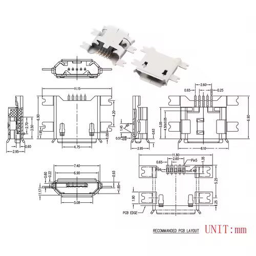 10PCS Micro USB 2P 5P Jack Charging Port Plug Dock Charger DIP SMD For Phone Tabletels Speakers etc Port Socket Power Connector - Image 20