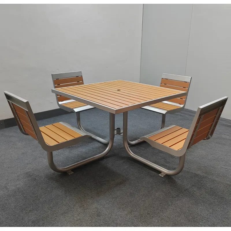 FOR RUSTPROOF STEEL AND HDPE PLASTIC LUMBER STREET PARK FURNITURE COMMERCIAL USE OUTDOOR SQUARE PARK TABLES PICNIC BENCH