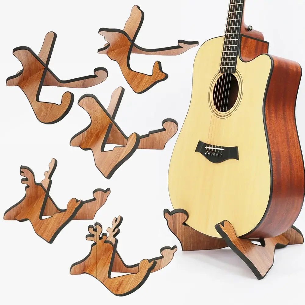 Durable Wooden Guitar Stand X-shaped Instrument Accessories Guitar Display Rack Vertical Guitar Shelf