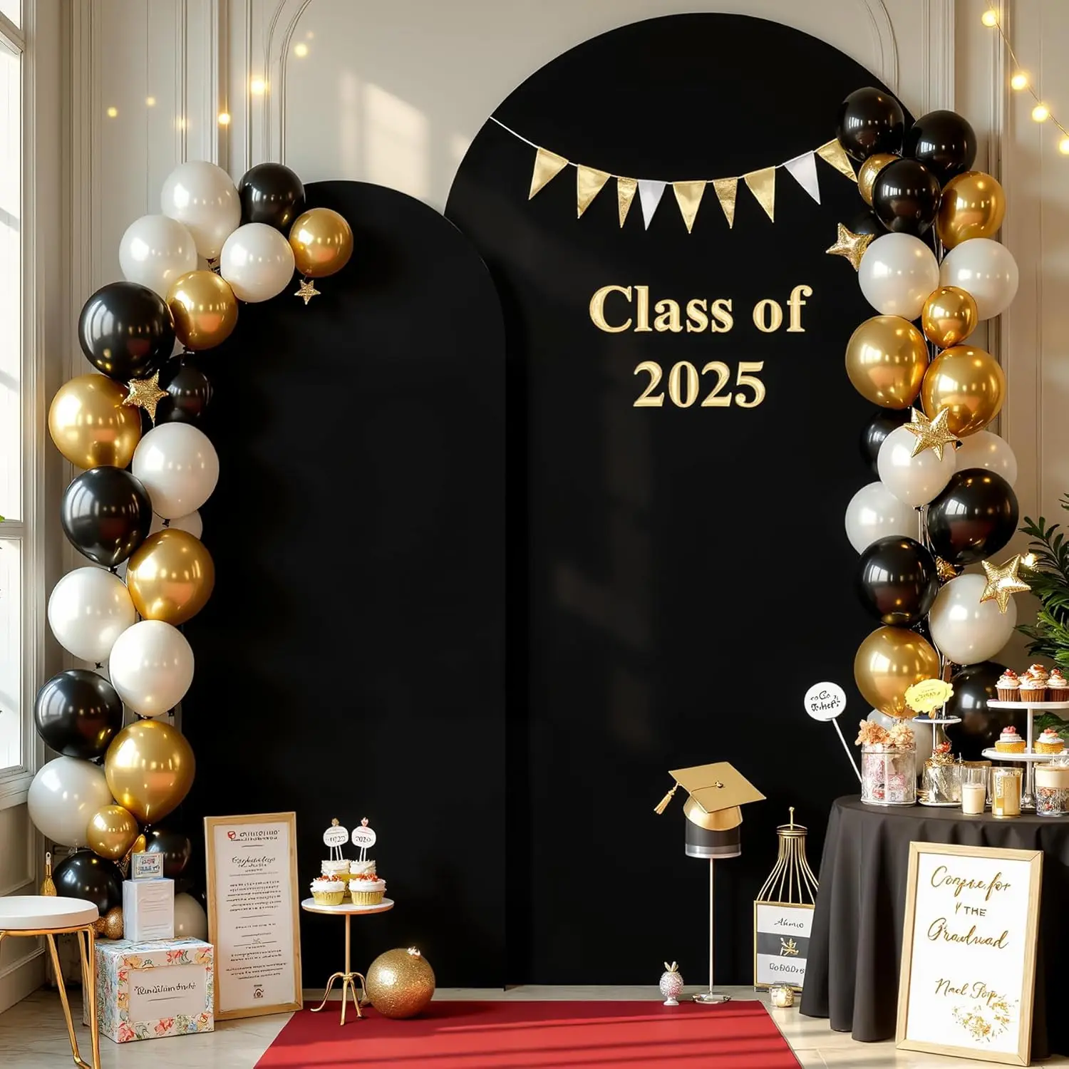 Yeele Black-red Two-tone Arch Cover Backdrop Two-color Elastic Fabric Baby Shower Birthday Wedding Party Decor Photo Background