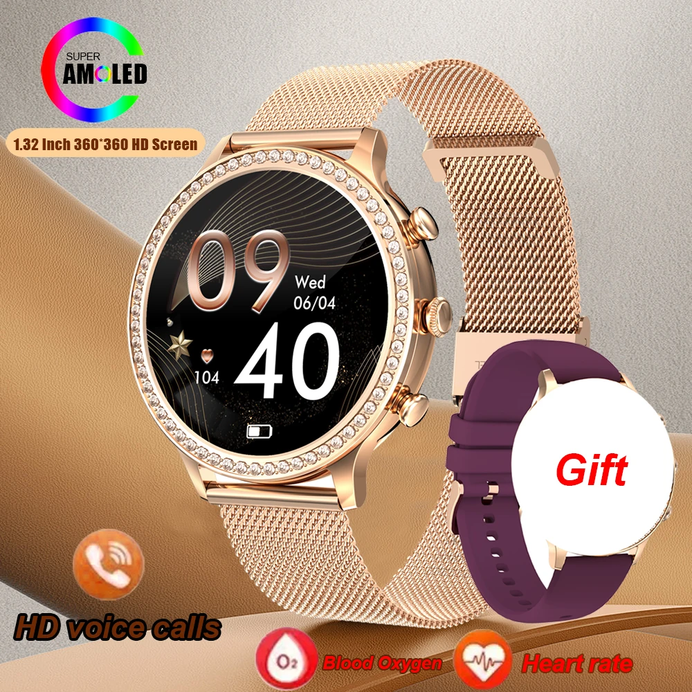 

Смарт-часы для женщин, новинка 2024, модные роскошные умные часы RollsTimi для женщин, водонепроницаемые часы с Bluetooth-вызовом и кровяным давлением, подарок