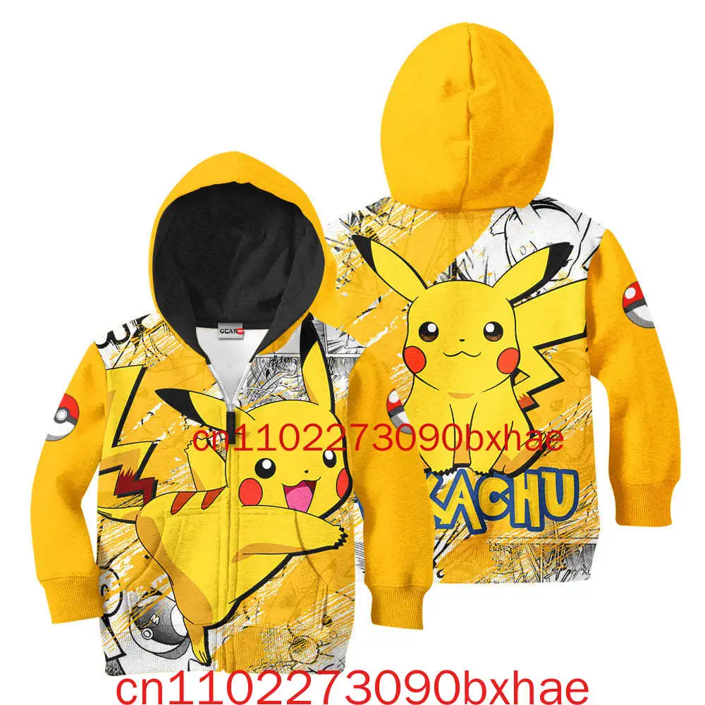 2025 Christmas New Pikachu Zipper Hoodie 3D Printed Cosplay Costume  Fashion Street Cute Boys and Girls Hoodies