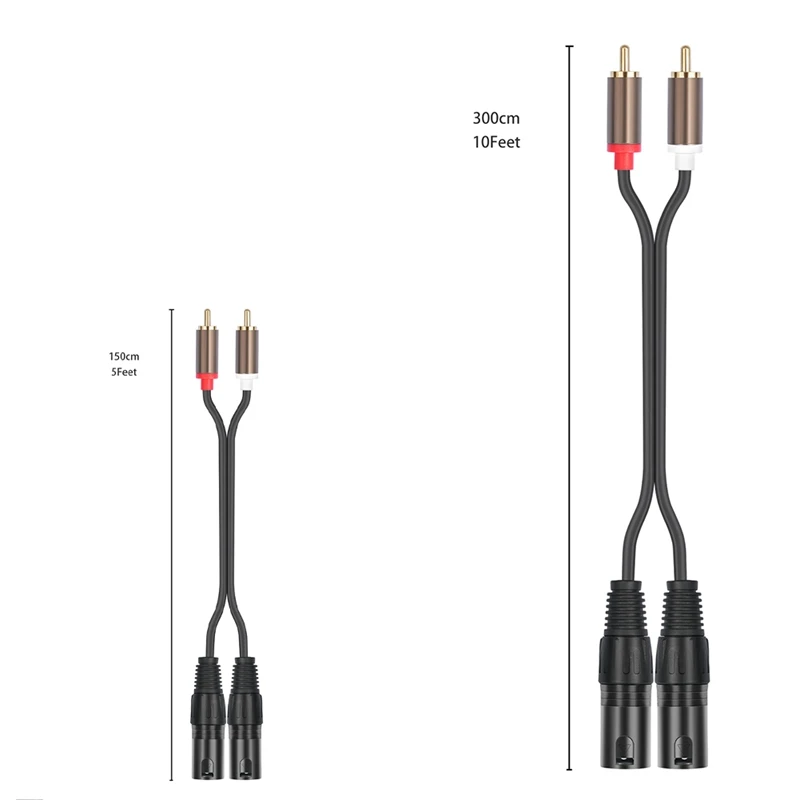 Dual RCA To XLR Cable Mixer Power Amplifier  Active Speaker Microphone Audio Cable B