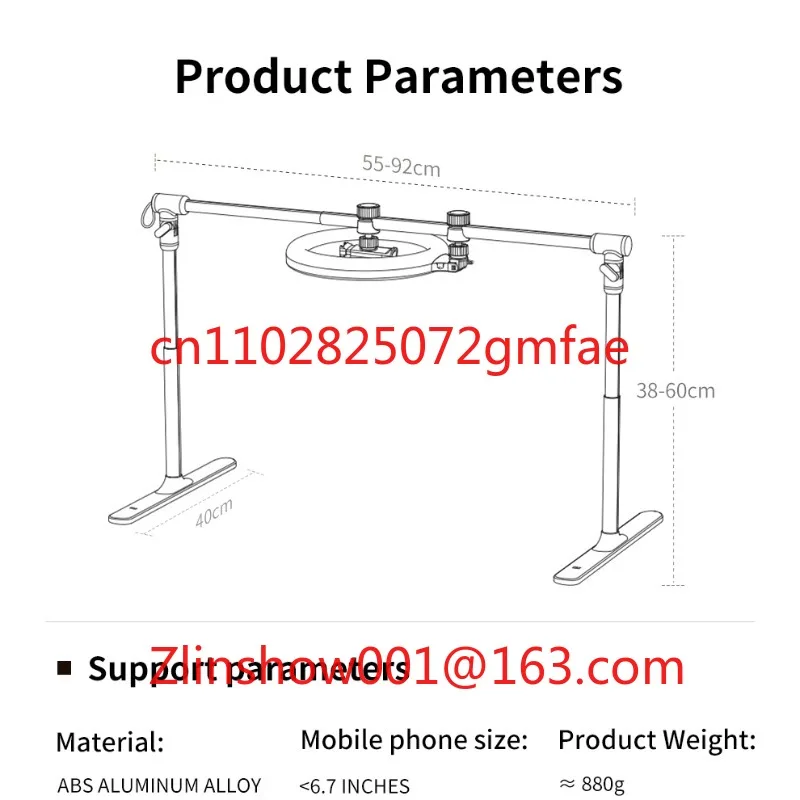 Adjustable Overhead Shooting Light Stand 3000-6500K 10W USB Powered Multi-Device Mounting Live Stream Photography