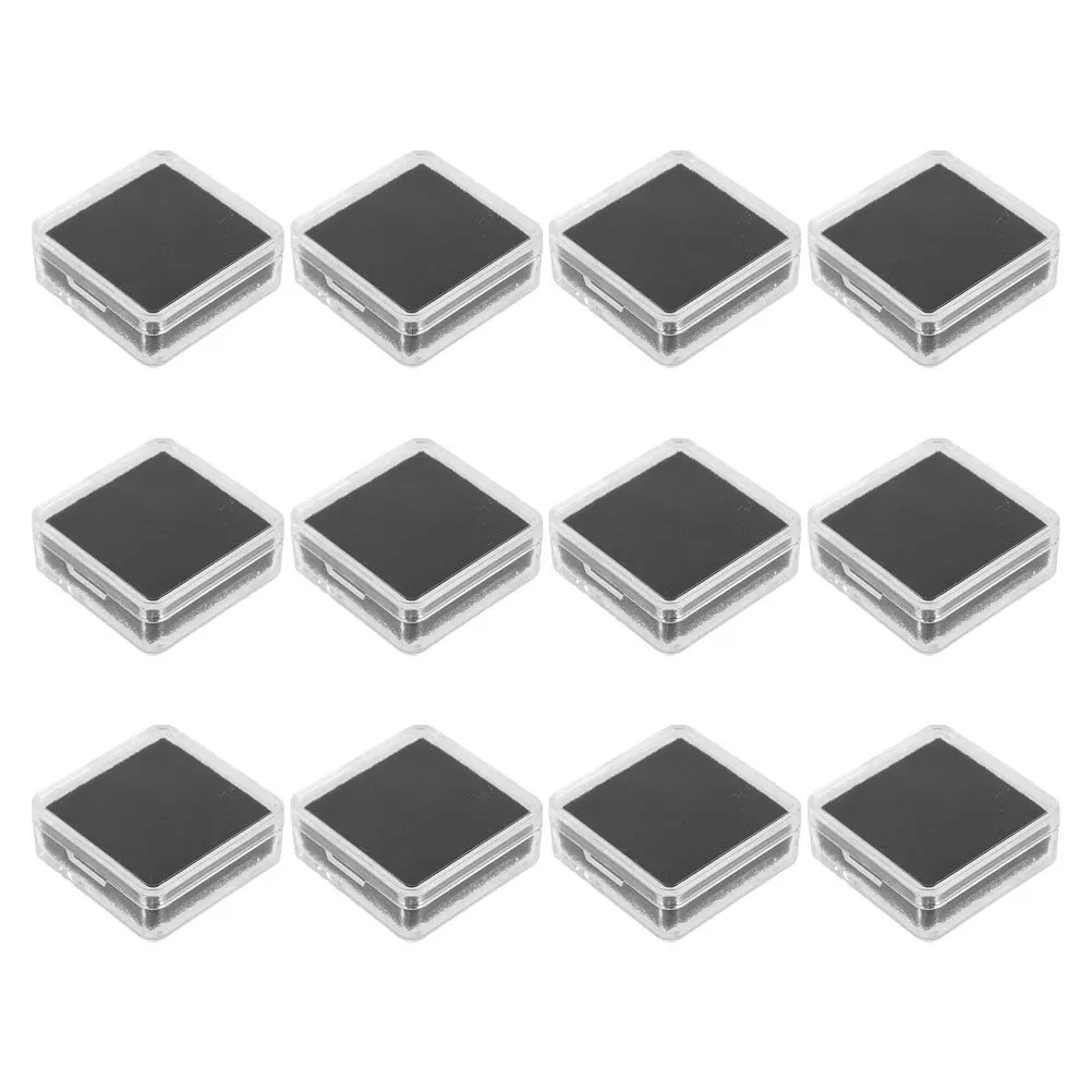 

12Pcs Acrylic Transparent Jewelry Box Small Display Case for Loose Stones Coins with Sponge Base Portable Collector Storage
