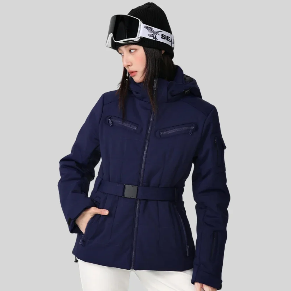 New Women Slim Skiing Jacket Thick Warm Snowboard Tops Winter Waterproof Breathable Ski Coat Cotton Elasticity Snowfield Clothes