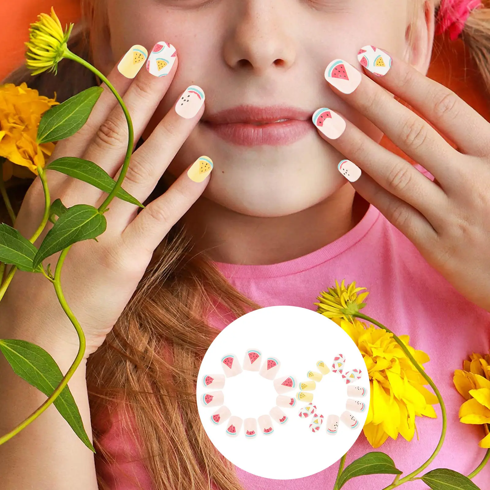 

24pcs Nail Stickers Art Fake Decals Cartoon False Nails Easy Apply Creative DIY Home Party Events