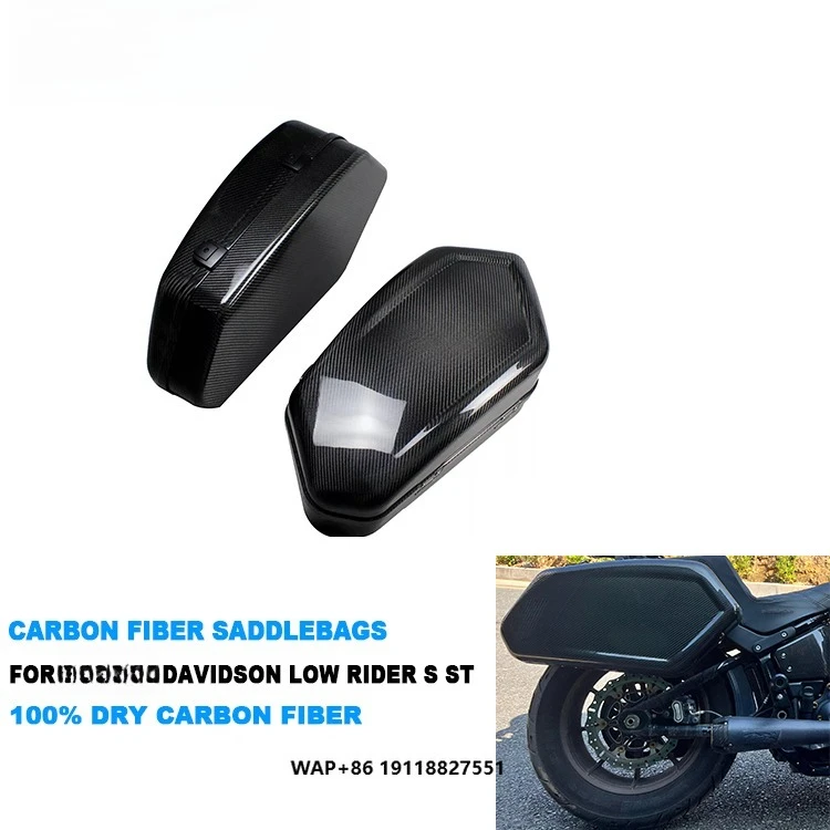 AKOSO 100% Autoclave Real 3K Dry Carbon Fiber Motorcycle Outer Saddlebags for Davidson Softail Low Rider S ST 2022-2025
