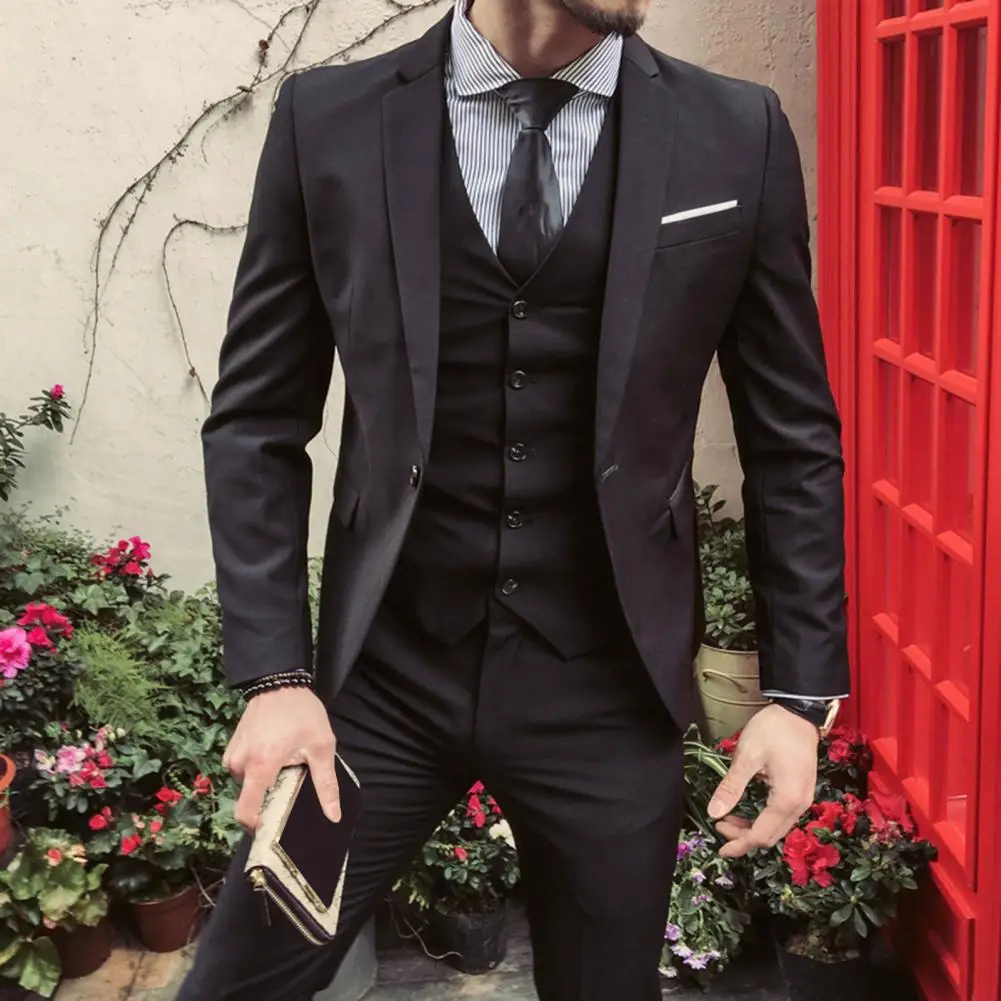 Wedding Suits For Men Elegant Blazers Set 3 Pieces Formal Classic Jackets Vest Pants Full Coats Luxury Business 2024 Costume