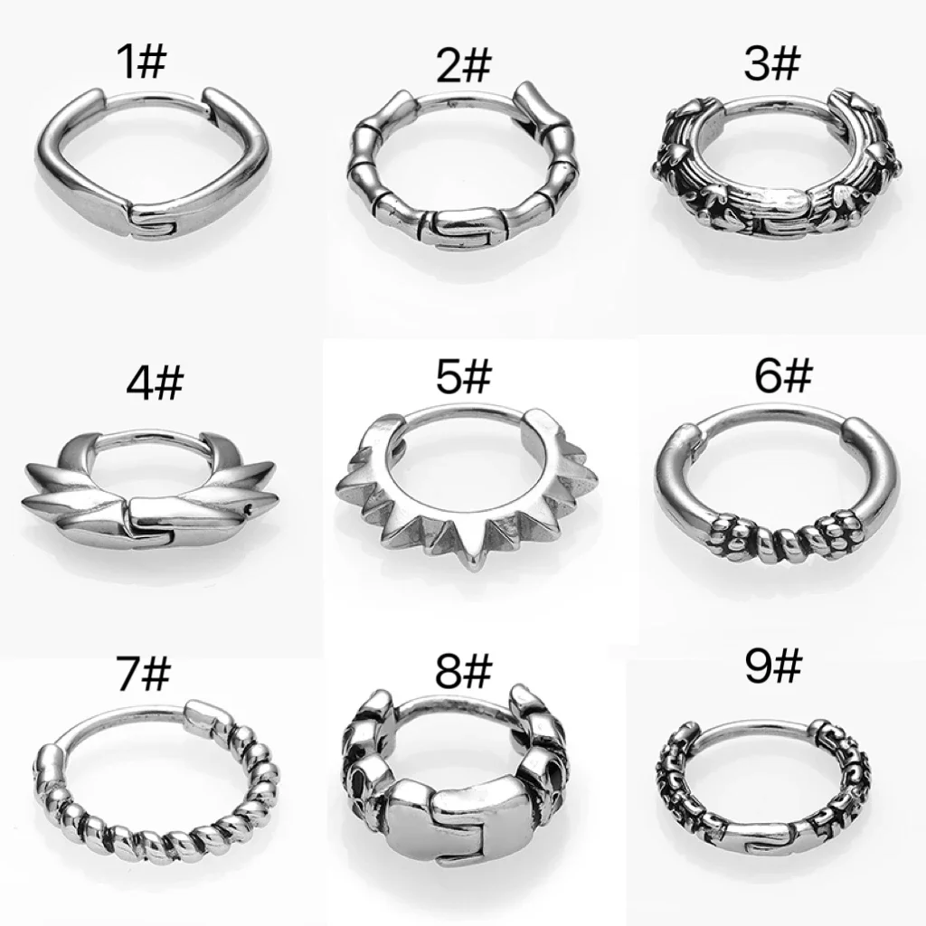 Men' S Earrings Stainless Steel Chunky Ear Piercing Hoop Earrings for Man Round Circle Punk Hip Hop Jewelry Couple Accessories