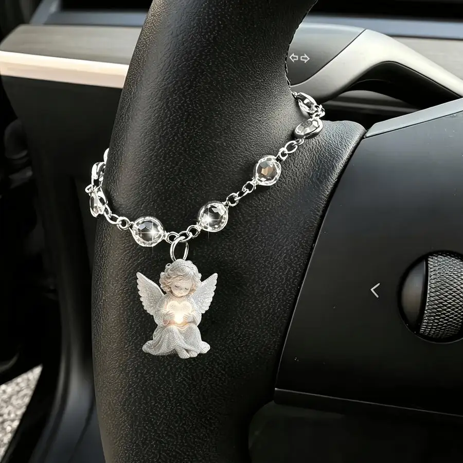 1/5/10/20/50/100pcs Small Car Angel Ornament with Heart - Elegant Steering Wheel Decoration Suitable for Car Interiors, Gift for