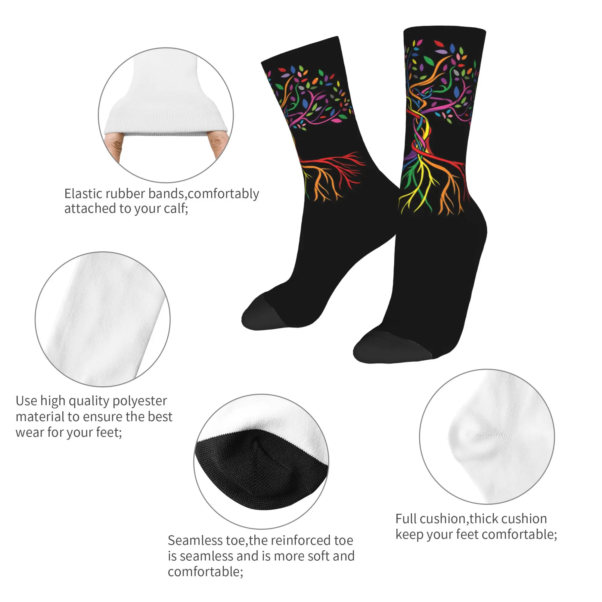 Autumn Winter Cool Women Men Tree Life Rainbow LGBT Gay Pride Flag Ally Socks  Sweat Absorbing Basketball Socks