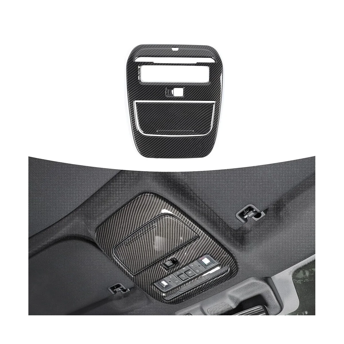 Roof Reading Light Lamp Panel Cover Trim Kit for Ford F150 2021 2022 2023 Accessories - ABS Carbon Fiber