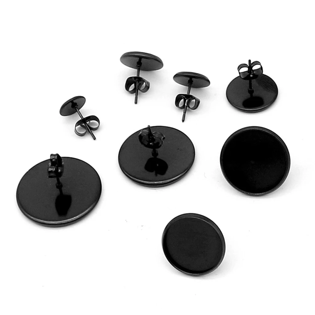 

10 PCS Black Base Disc Jewelry Making Accessories Earring Supplies Trays DIY Earrings Bottom Bracket
