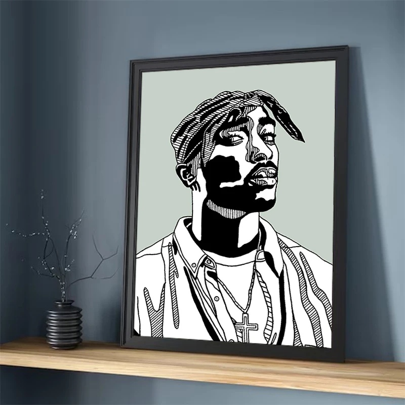 

Paintings for Bed Room Decor Hip Hop Singer T-Tupac Wall Posters Decorative Prints Wall Painting on Canvas Home Accessory Poster