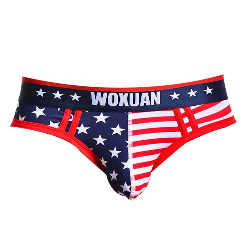 Fashion Men\'s Underwear Briefs Printed USA Flag Shorts Panties Tight Boy Briefs Breathable Man Underpants