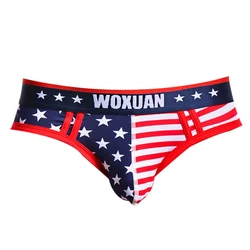 Fashion Men's Underwear Briefs Printed USA Flag Shorts Panties Tight Boy Briefs Breathable Man Underpants