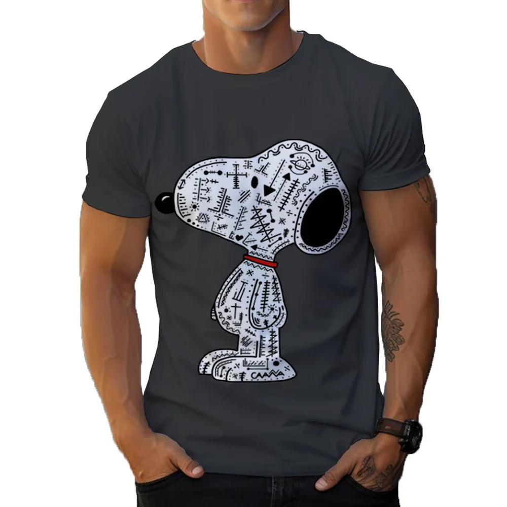 Funny Snoopy  Graphic 3D Print Men T Shirt Street Trendy Fashion Casual Summer O-Neck Short Sleeve Oversized T Shirt Tops ﻿