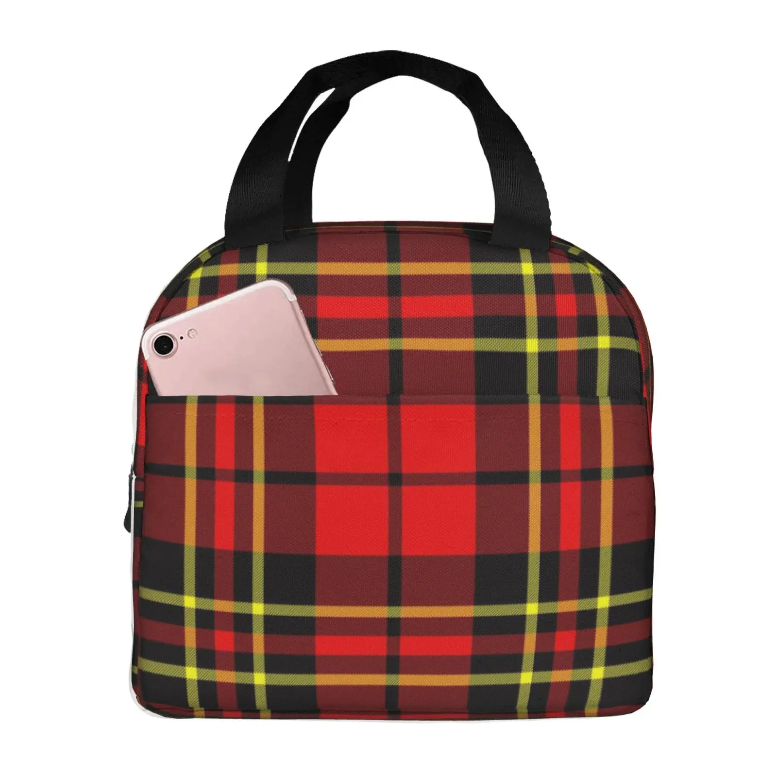 Plaid Checkered Lunch Bag Large Capacity Thermal Insulated Lunch Tote Lightweight Women's Lunch Box Bag for Work School Picnics