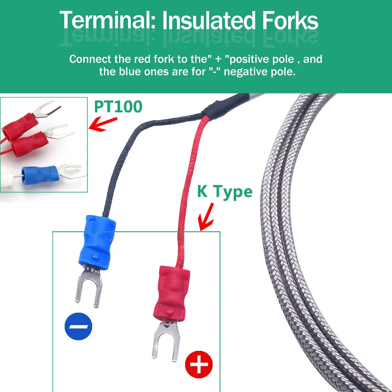 Sensor de temperatura de 800 °C, rosca de M6 ~ 27M /NPT 1/8 ~ 3/4, sonda de acero inoxidable tipo K /PT100, controlador de temperatura de tubo