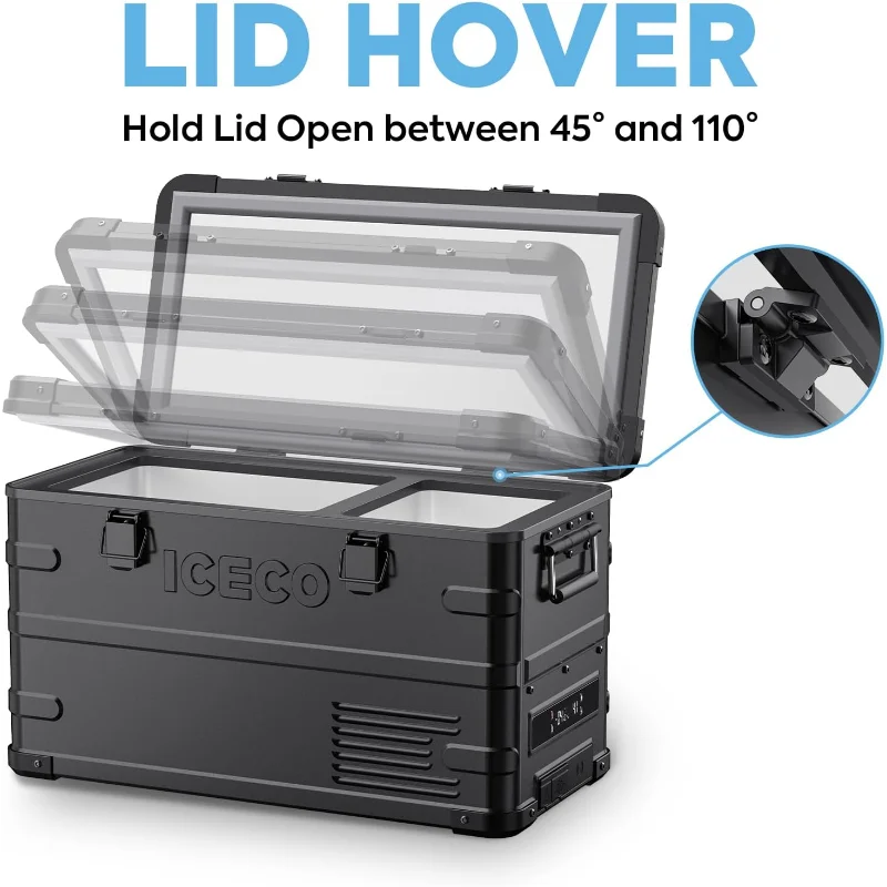 ICECO APL35 Dual Zone Portable Fridge Freezer, 37 Quart 12V Car Refrigerator with Secop Nano Compressor, Aluminum Electric