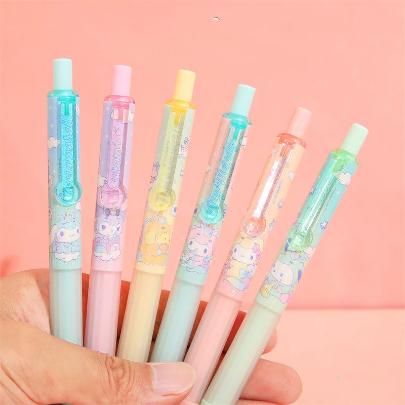 24pcs/lot Sanrio Kuromi Melody Kitty Press Gel Pen Cute 0.5mm Black Ink Signature Pens Promotional Gift Office School Supplies