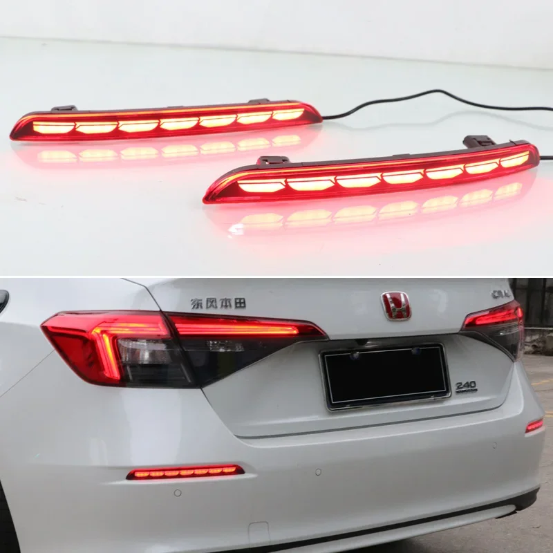 

Car LED Rear Reflector For Honda Civic Sedan Hatchbact 2021 2022 Sequence Signal indicator Tail Light Bumper Brake Lamps
