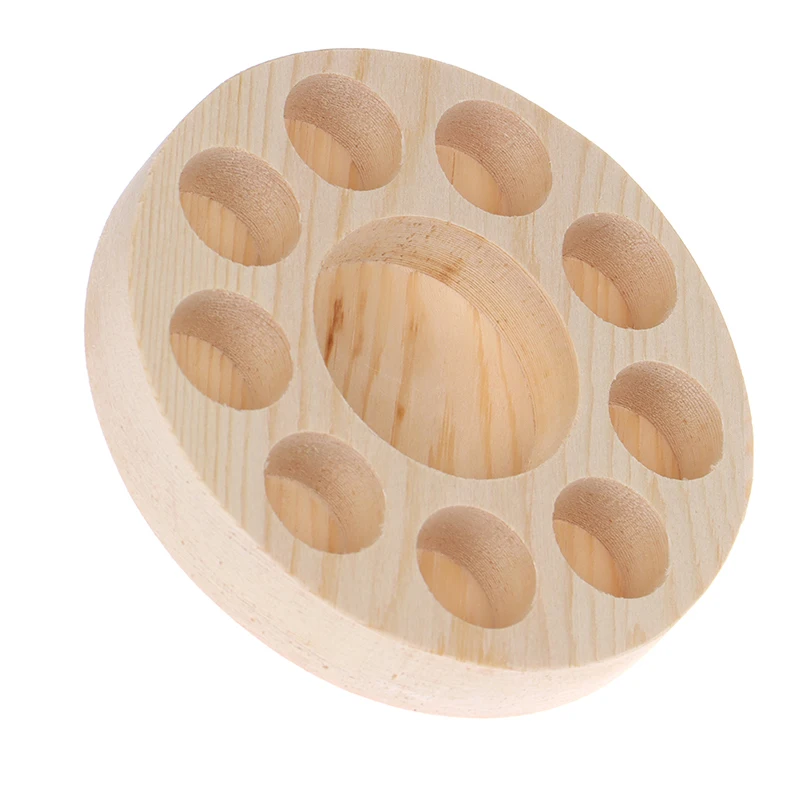 Round Wooden Essential Oil Display Stand Holder Organizer Shelf Rack 10Slot