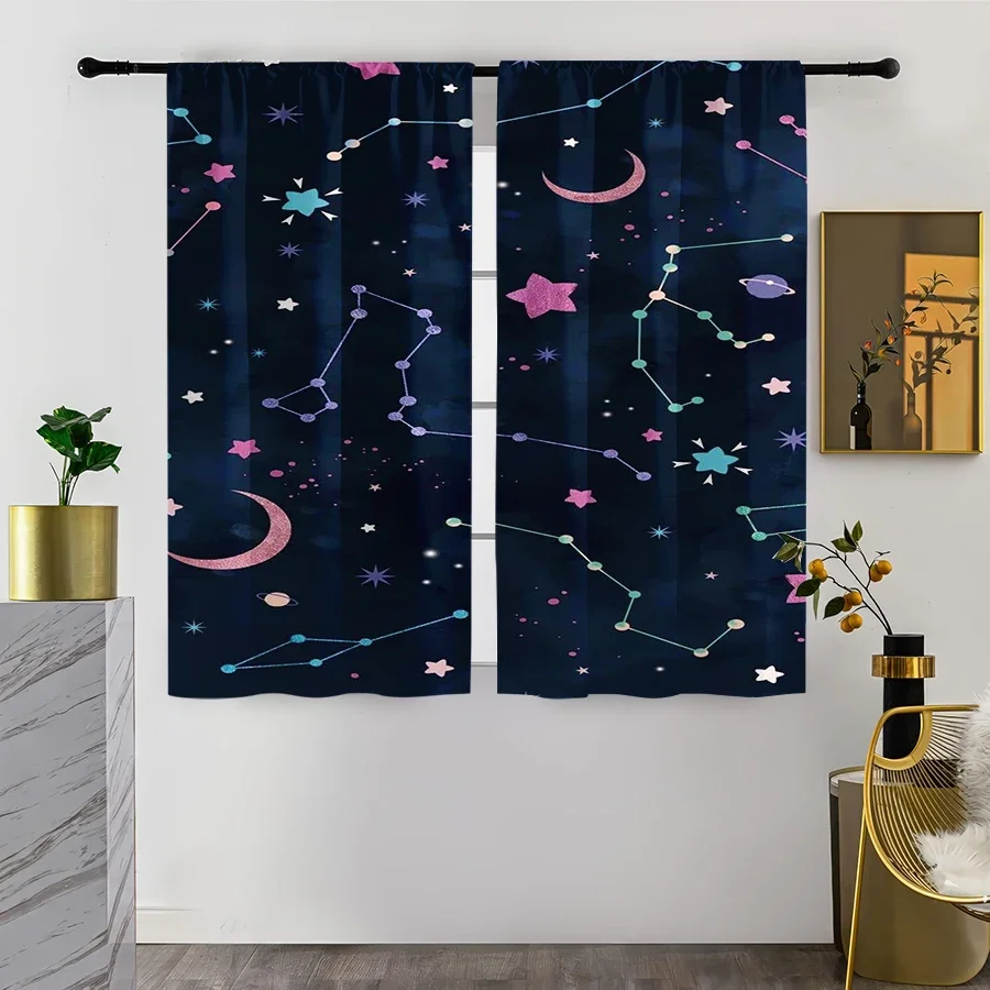 Galaxy Constellation Curtain Night Sky Starry Dream Bedroom Window Drapes 50 Percent Light Filtering