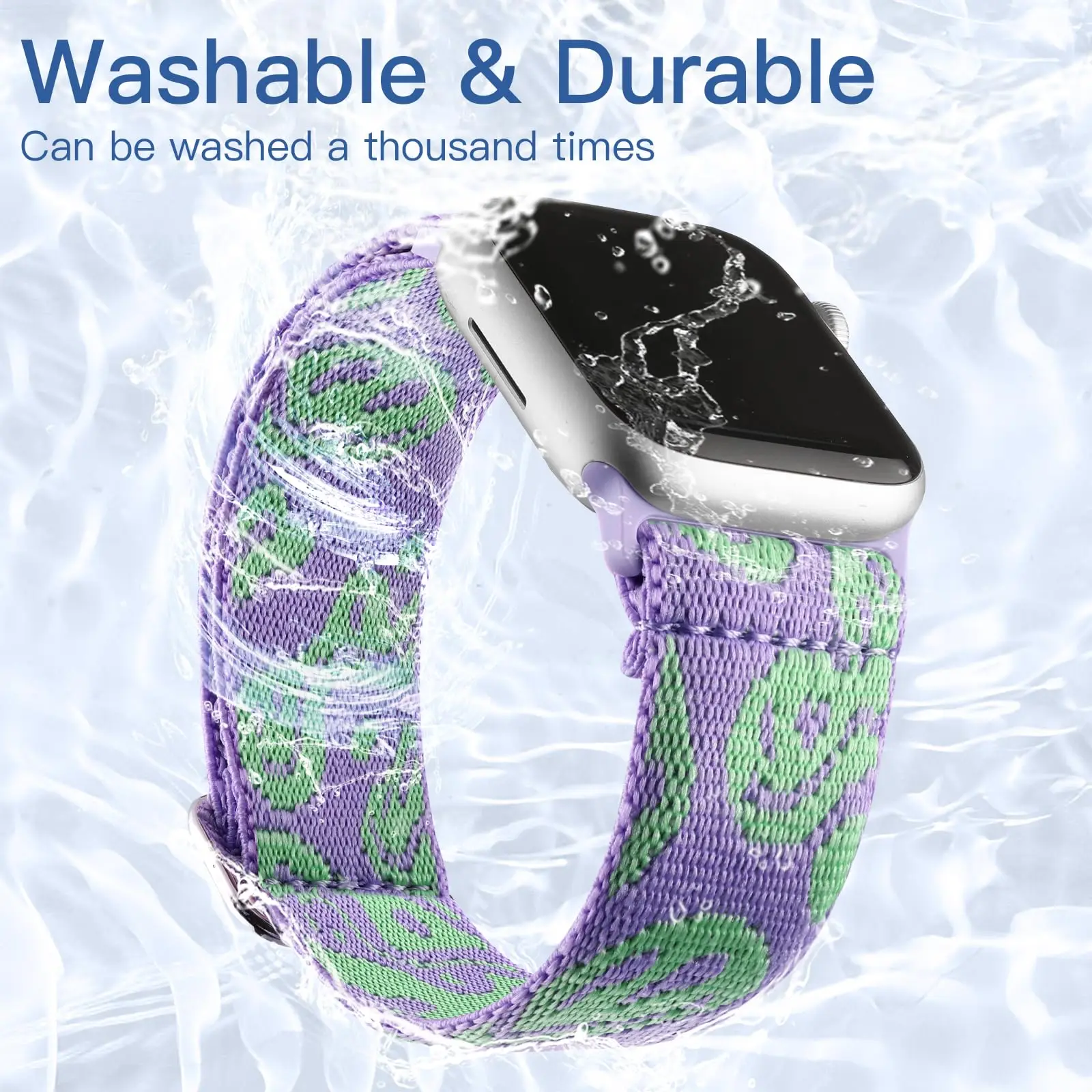 Stretchy Nylon Watch Band Compatible with Apple Watch 38mm 40mm 41mm42mm44mm45mm ,Adjustable Soft Elastic Sport Strap for iwatch