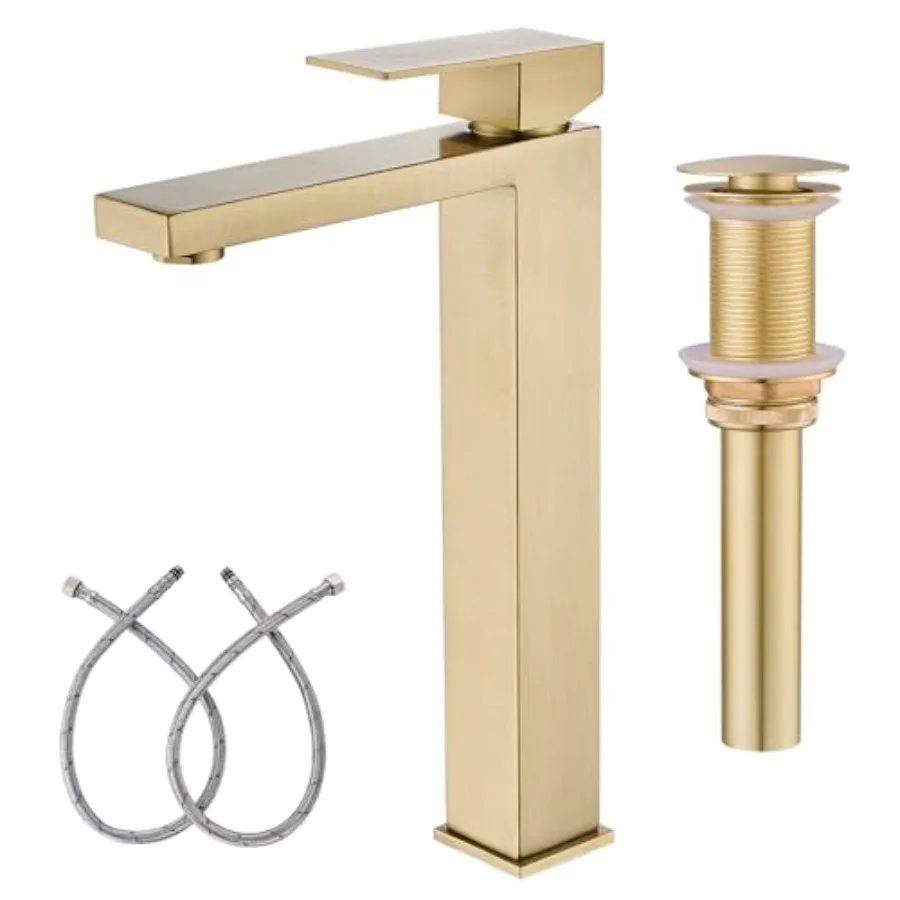 

Vessel Sink Faucet, 1 Hole Single Handle Bathroom Vanity Faucets, Modern Utility Rv Laundry Bath Restroom Mixer Tap with Metal
