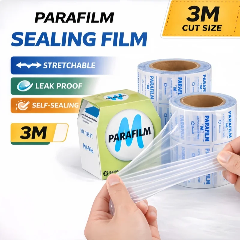 PM996 Parafilm Sealing Film 3M Stretchable Self Sealing Wrap Leak Proof Laboratory Bottle Container Food Storage Protection
