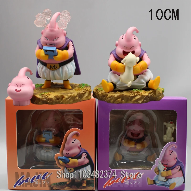 

10cm Dragon Ball Z Figure Kid Buu Figurine Game Console Doll Q Version Majin Buu Fat Figure and Dog Statue PVC Collection Toys