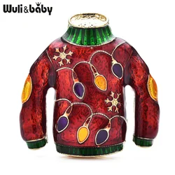 Wuli&baby Vintage Red Sweater Brooches For Women Enamel Flower-clothes Casual Party Brooch Pins Gifts